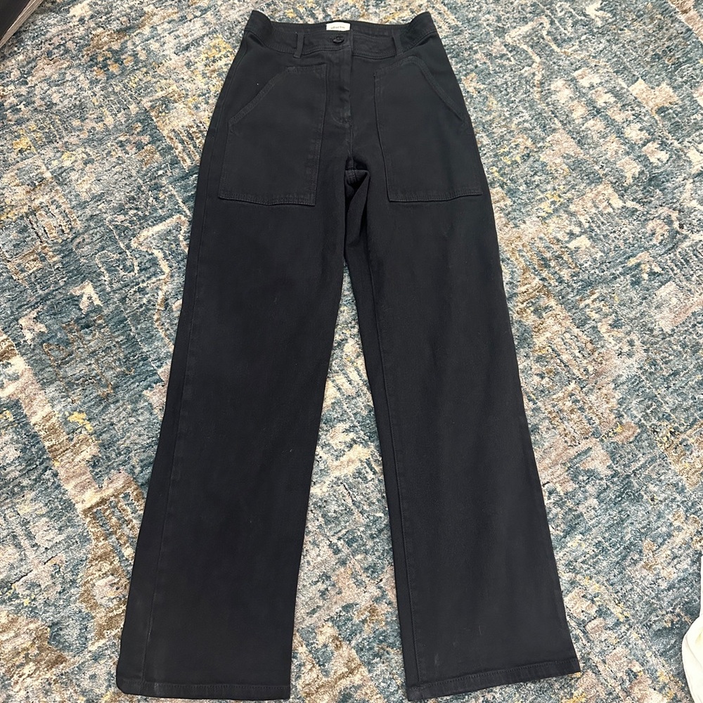 Aritzia Wilfred Black High-Waisted Wide Leg Jeans